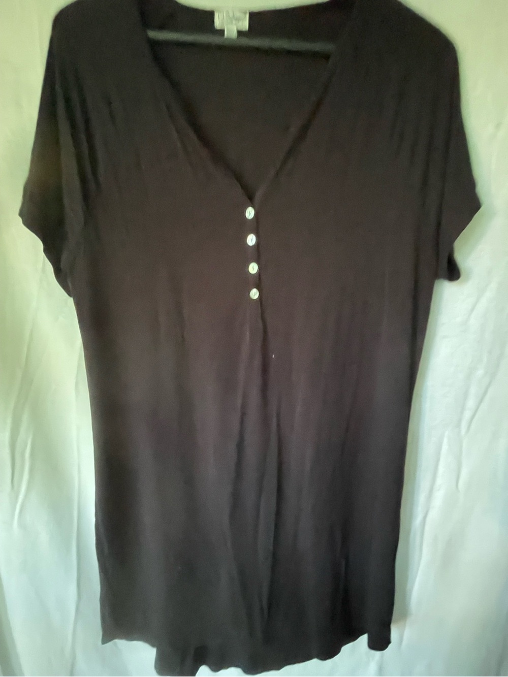 PJ Salvage Sleep  Henley Nightgown Black Large Short Sleeve Lounge